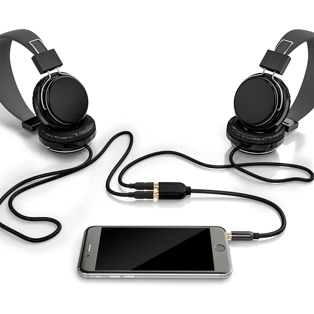 3.5mm Stereo Audio Y Splitter Cable – Hi-Fi Sound Extension Converter, 1 Male to 2 Female Headphone Jack Adapter