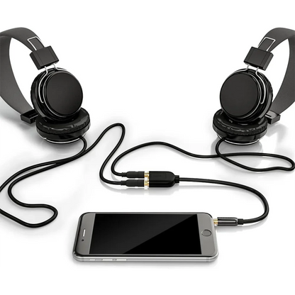 3.5mm Stereo Audio Y Splitter Cable – Hi-Fi Sound Extension Converter, 1 Male to 2 Female Headphone Jack Adapter
