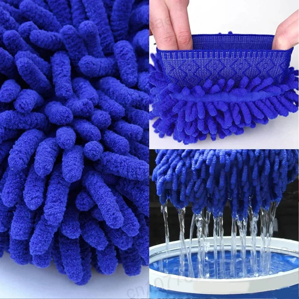 1/5pcs Microfiber Car Wash Gloves — Ultra-Absorbent, Scratch-Free Auto Cleaning Sponge Tool