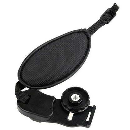 PU Leather Camera Wrist Strap — Hand Grip for DSLR Cameras, Compatible with Nikon & Canon, High-Quality Black