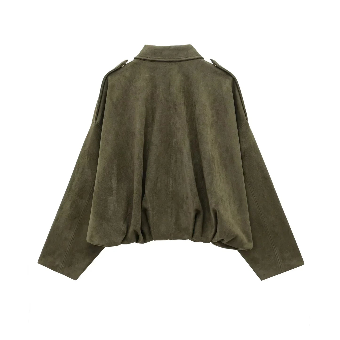 TRAFZA Women’s Casual Bomber Jacket — Oversized Lantern Sleeve Spring/Summer Coat, 2025 Streetwear Zipper Outerwear