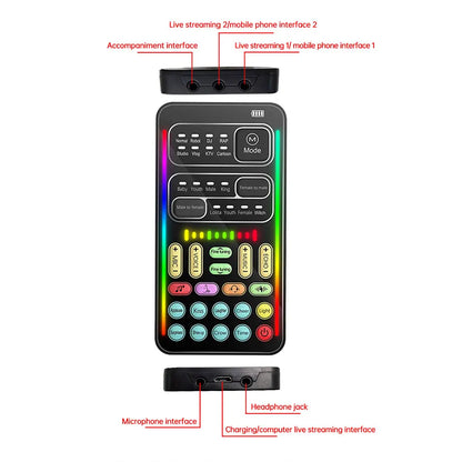i9 Mini Voice Changer Sound Card – Bluetooth-Compatible Live Audio Mixer with Multiple Effects & Mic Support
