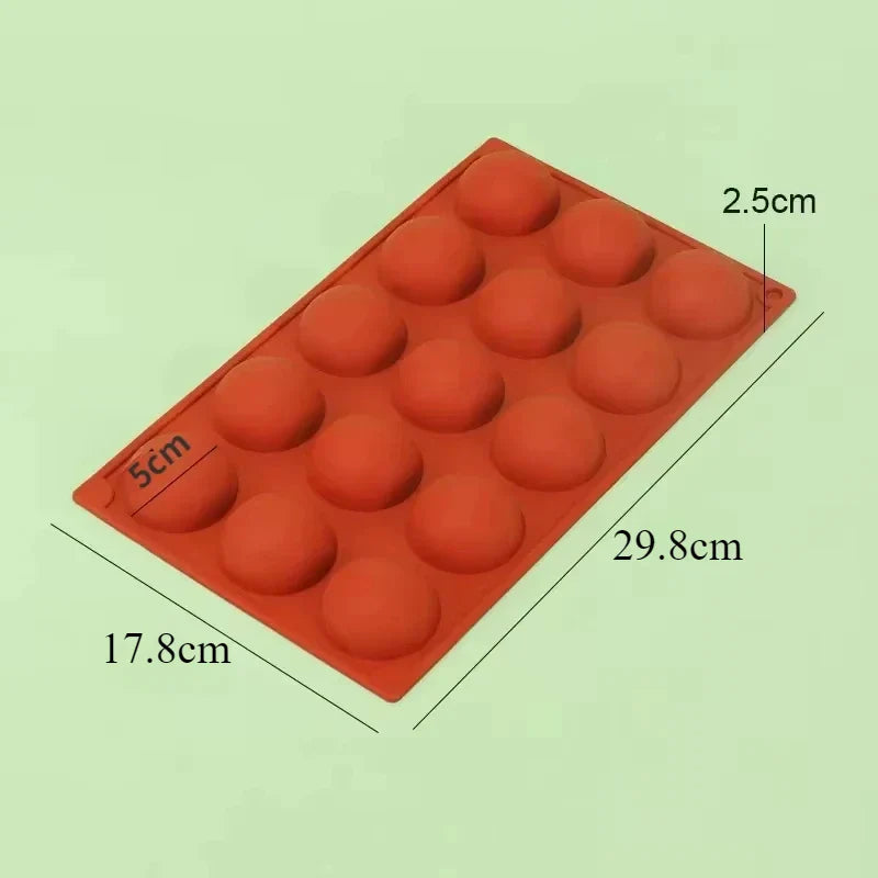 6/8/15/24-Hole Half Sphere Silicone Mold — 3D Brownie, Pudding, Mousse & Chocolate Dessert Baking Tool