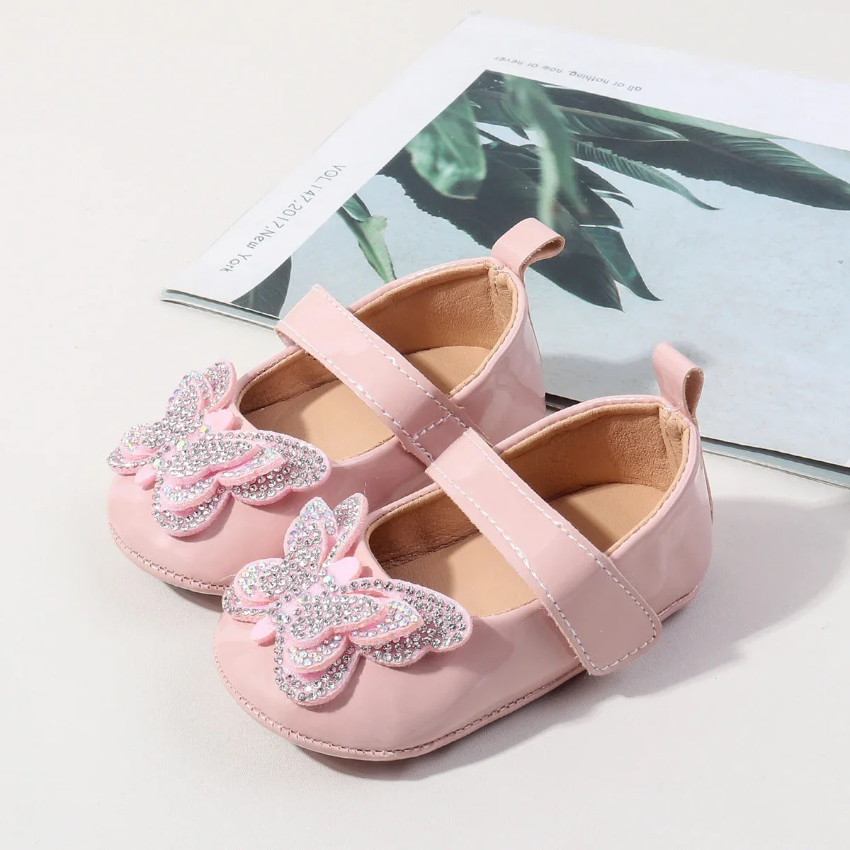 Baby Girls First Walking Shoes - Crystal Butterfly Princess Shoes for 0–18M Toddlers