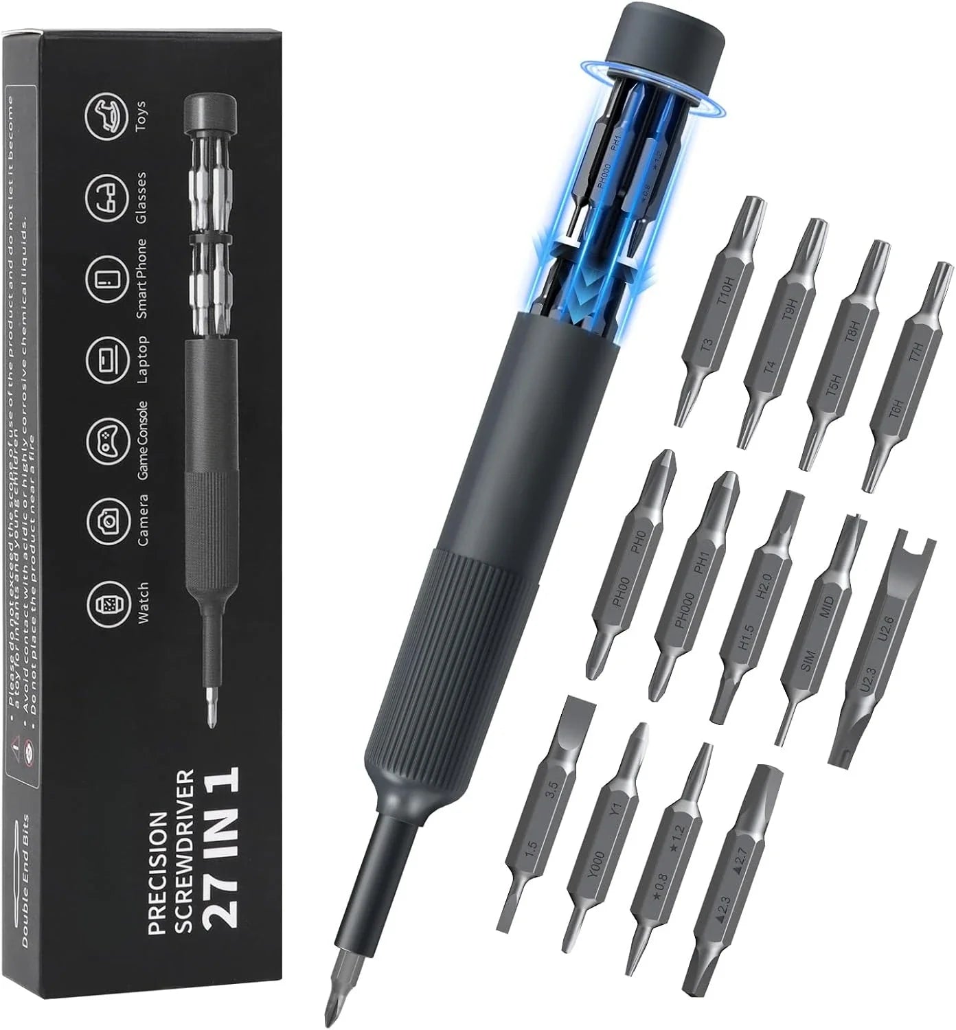27-in-1 Precision Screwdriver Set — Magnetic Bits Pen for Eyeglass, Watch, PC, Laptop & iPhone Repairs