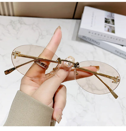 European & American Fashion Frameless Metal Sunglasses – Trendy Luxury UV Protection Eyewear