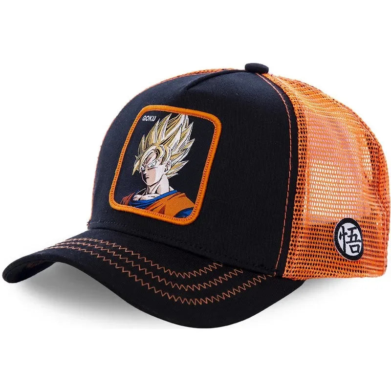Dragon Ball Son Goku Cap - Embroidered Hip Hop Trucker Mesh Hat Adjustable Summer Travel Sun Visor for Men