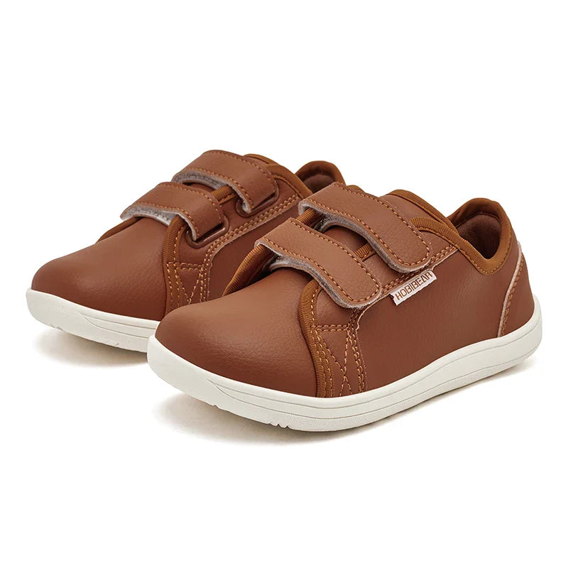 HOBIBEAR Kids Barefoot Shoes – Wide Toe Minimalist Sneakers for Boys & Girls, Lightweight, Hook Loop, Artificial Leather