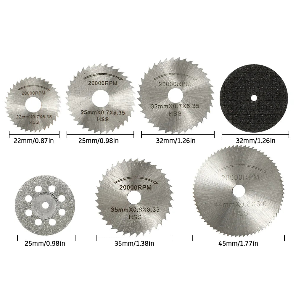 6-32Pcs Mini Circular Saw Blade Set - Sanding Grinding Cutting Discs for Dremel Rotary Tools & Metal Projects