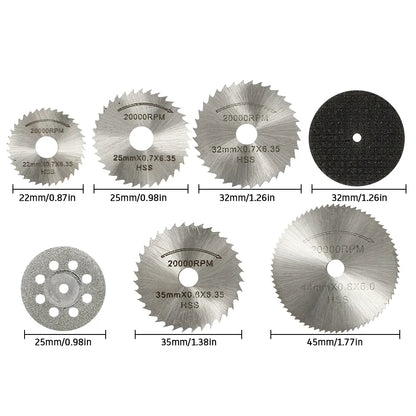 6-32Pcs Mini Circular Saw Blade Set - Sanding Grinding Cutting Discs for Dremel Rotary Tools & Metal Projects