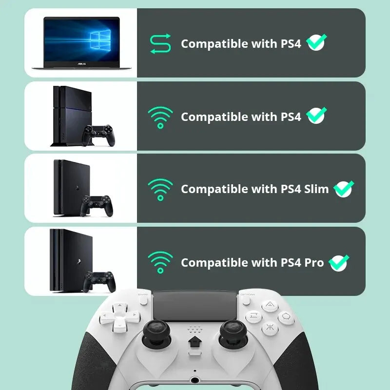 DATA FROG Bluetooth Wireless Controller - Compatible with PS4, PS4 Pro, PS4 Slim, and PC Gamepad Joystick