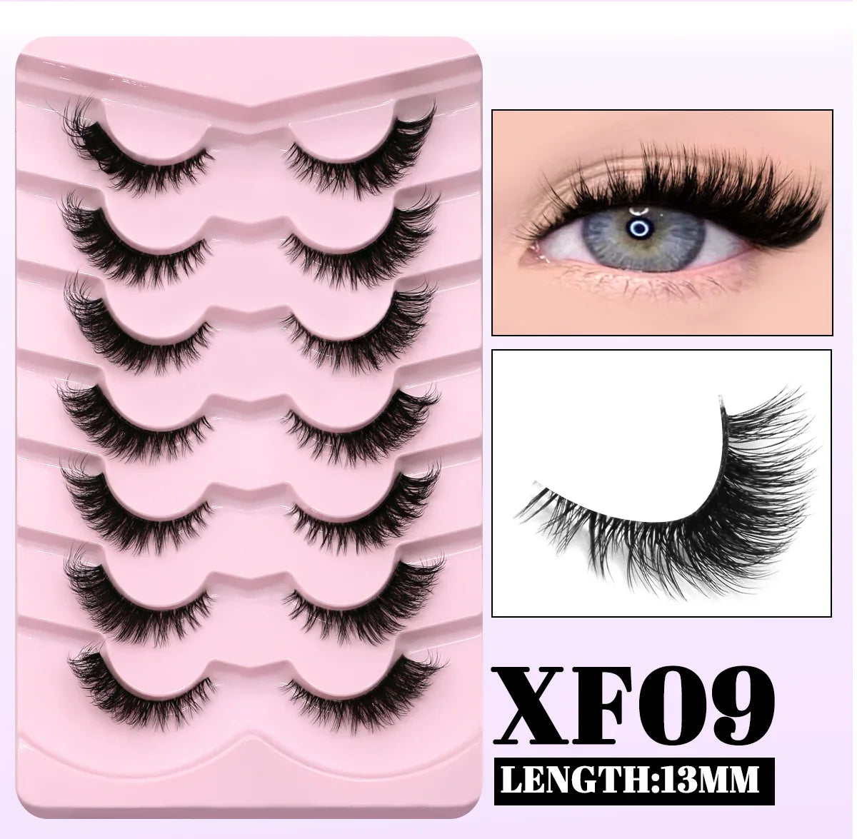GROINNEYA Cat Eye False Eyelashes – Natural Long Clear Band Winged End Faux Mink Lashes for Eye-Enhancing Makeup