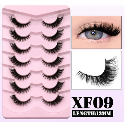 GROINNEYA Cat Eye False Eyelashes – Natural Long Clear Band Winged End Faux Mink Lashes for Eye-Enhancing Makeup
