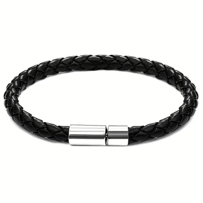 2PCS Men’s PU Leather Magnetic Bracelet Set - Elegant Business Style Gift for Mature & Stylish Men