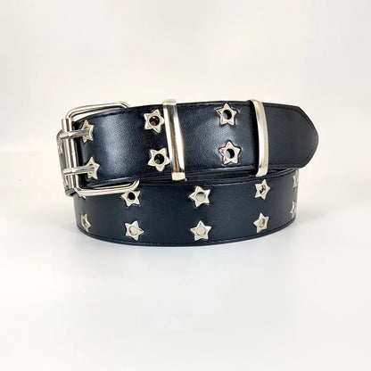 Women's Y2K Double-Hole Punk Belt - Adjustable Unisex Hip Hop Rock Style Punch-Free Waist Belt