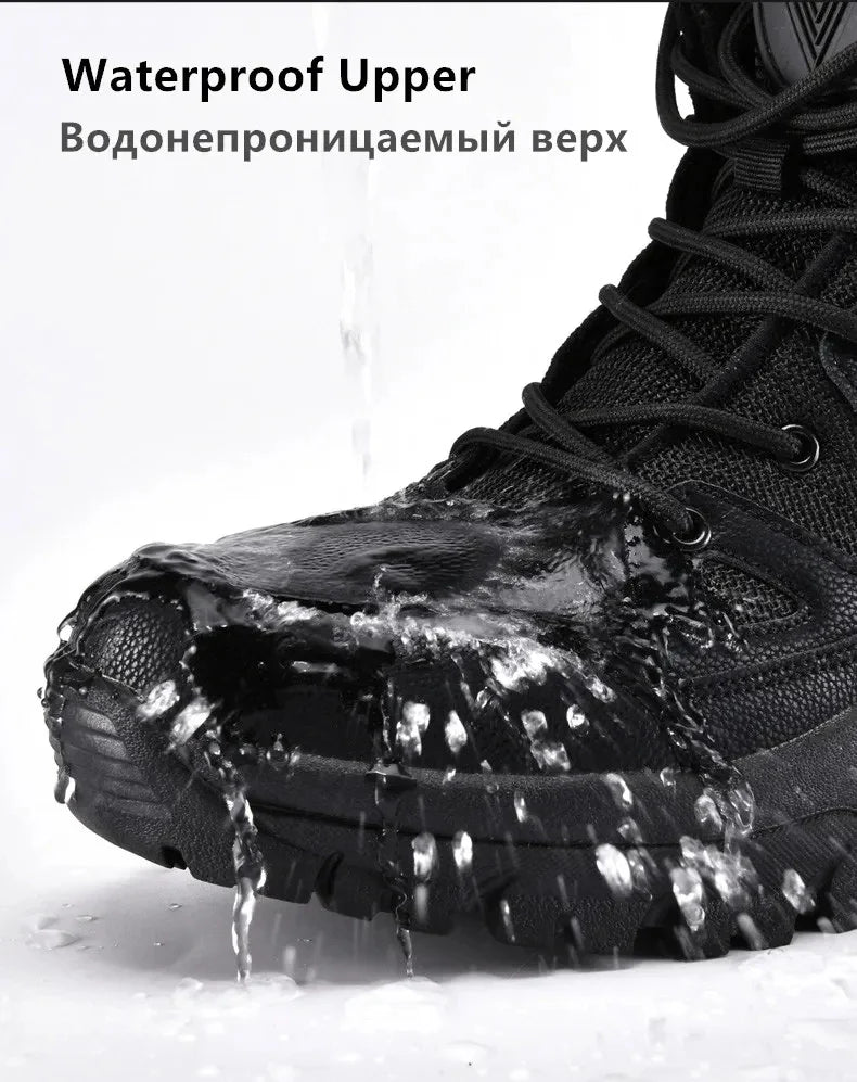 Men's Warm Plush Snow Boots - Lace Up Waterproof High Top, Anti-Slip Winter Boots for Casual & Work Wear