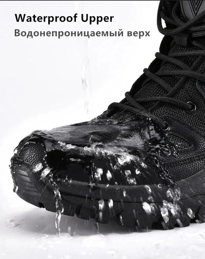 Men's Warm Plush Snow Boots - Lace Up Waterproof High Top, Anti-Slip Winter Boots for Casual & Work Wear