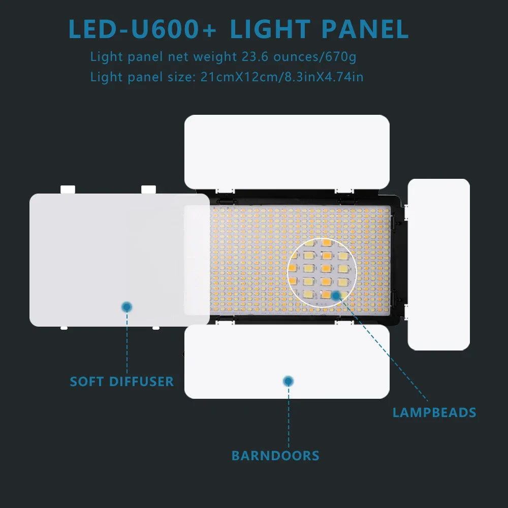 Nagnahz U800 LED Photo Studio Light - Portable Lighting for TikTok, YouTube, Gaming, and Live Video Recording