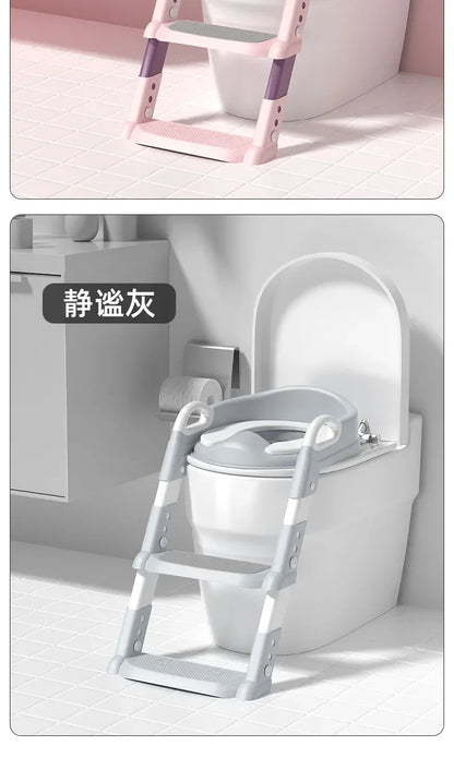 Children's Toilet Seat & Step Stool – Folding Toilet Ring with Stairway for Boys & Girls