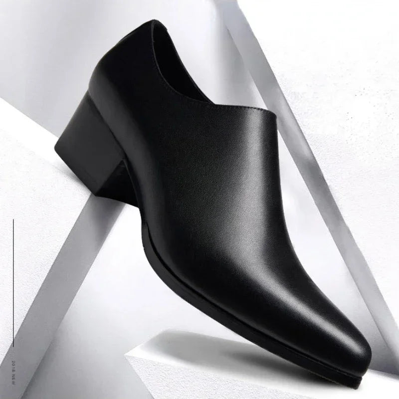Men’s Genuine Leather Pointed Toe Shoes - Business Wedding Dress Loafers with Stylish Formal Design