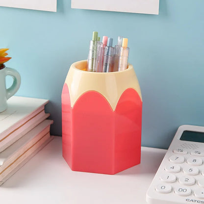 Cute Pencil Holder Desk Organizer - Large-Mouth Storage Box for Pens, Stationery & Makeup Brushes