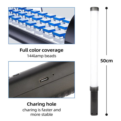 RGB LED Video Light Stick Wand Handheld Photography Fill Light with Tripod Stand for Party, Vlogging & Studio Shooting
