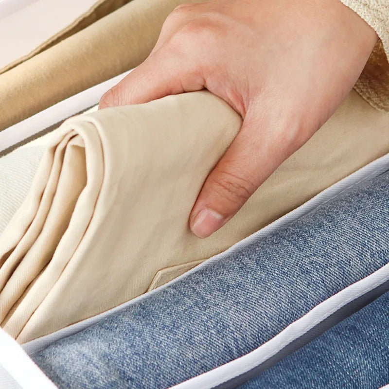 7-Grid Jeans Storage Box — Closet & Wardrobe Drawer Organizer for Clothes, Pants, and Socks Separation