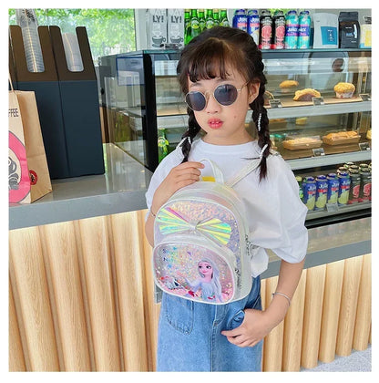 Disney Frozen Elsa & Anna Sequin Backpack - Glitter PU Leather School Bag for Girls, Kawaii Travel Backpack & Christmas Gift