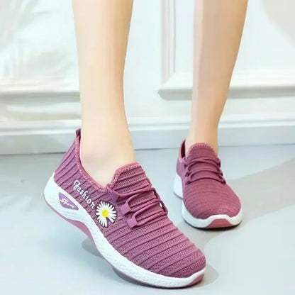 Women's Fashion Sports Shoes – Breathable Mesh, Soft Thick Sole, Lightweight Casual Trendy Coconut Sneakers