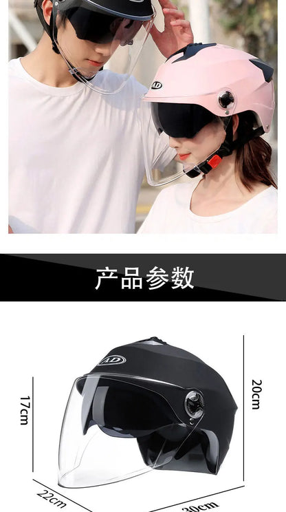 Motorcycle Helmet with LED Lights – Double Visor Moped Helmet for Men & Women, Electric Scooter & Bicycle Light, Rechargeable
