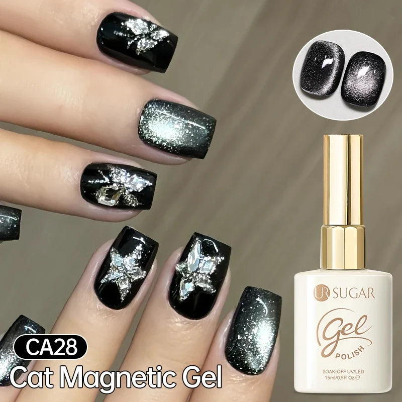 UR SUGAR Jelly Pink Cat Magnetic Gel Nail Polish 15ml - Glitter Ice Effect Soak Off UV LED Semi-Permanent Manicure Gel