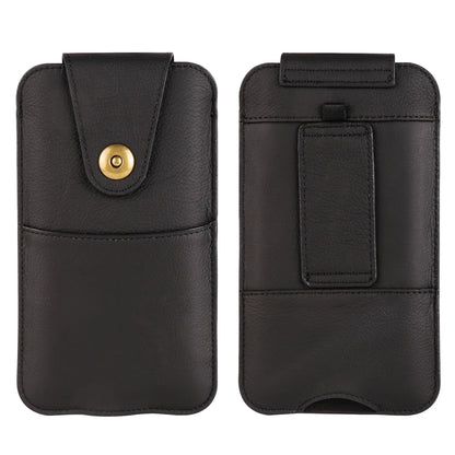 Genuine Cow Leather Phone Pouch – Men’s Waist Bag Holster for iPhone 7 to 16 Pro Max