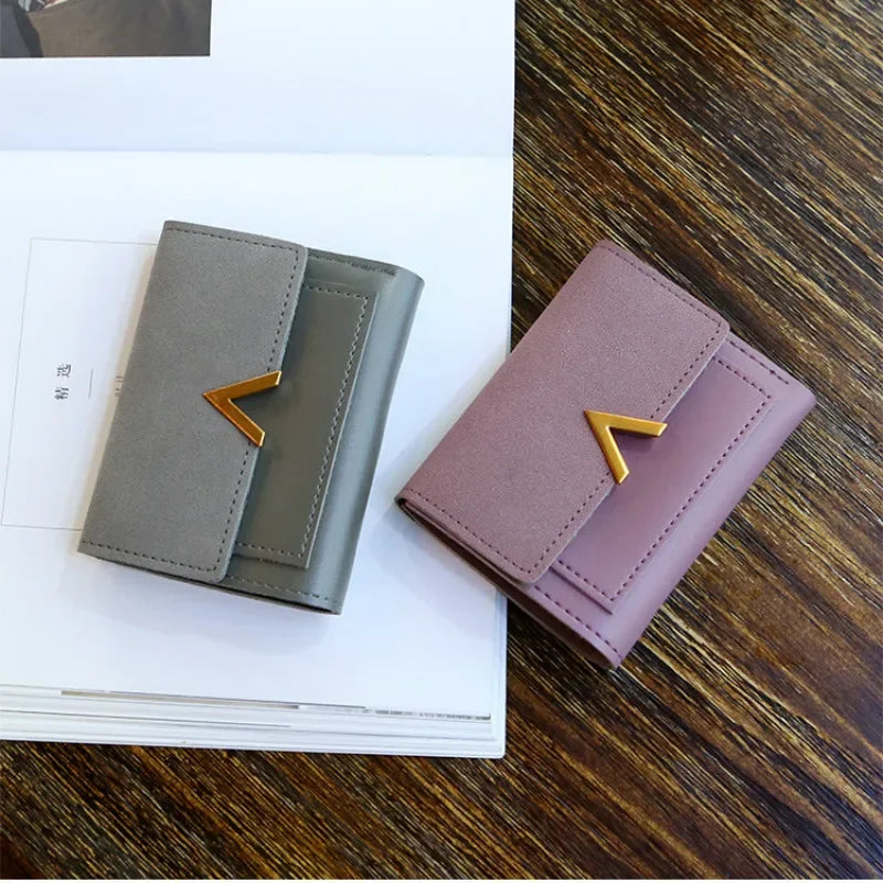 Luxury Mini Leather Wallet for Women – Small Short Fashion Purse with Credit Card Holder