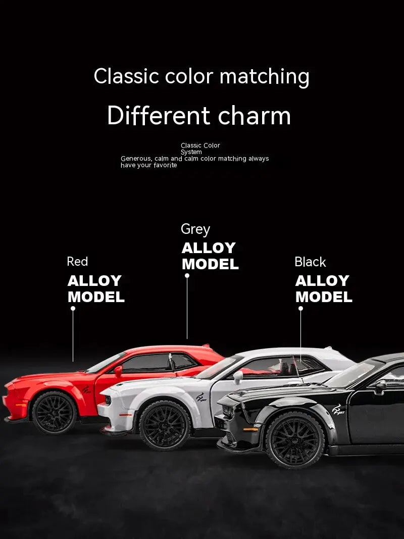 Dodge Challenger Hellcat 1:32 Scale Die-Cast Toy Car – Pull Back Model with Sound and Light Features