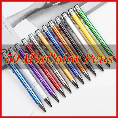 50PCS Custom Metal Ballpoint Pens — Personalized Engraved Logo Advertising Pen, Ideal Gift and Promotional Item