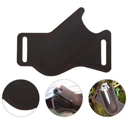 Leather Anti-Scratch Knife Sheath — Folding Flick Knife Waist Belt Clip Holder for Pocket Knives, Camping & Outdoor Tools