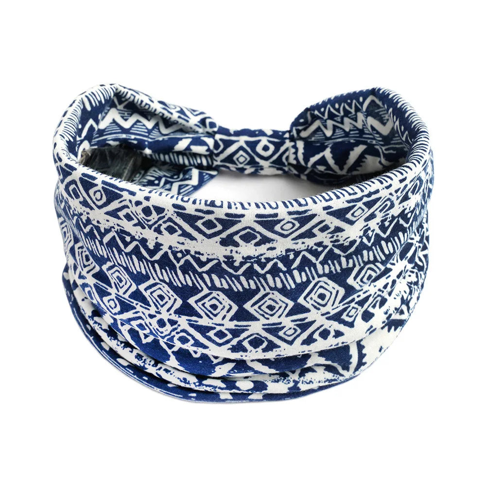 Bohemian Wide Cotton Stretch Headband for Women – Turban Headwrap, Bandage Hairband, Bandana Hair Accessories