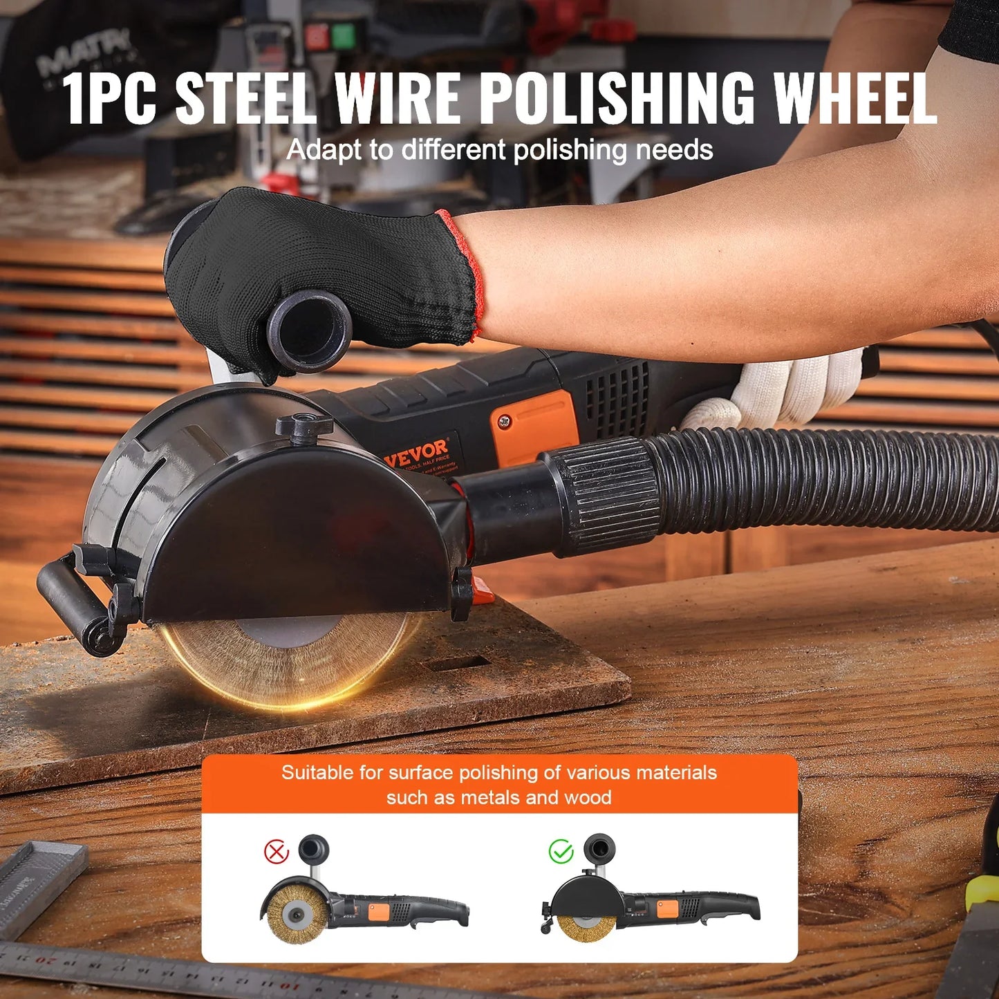 VEVOR Burnishing Polishing Machine – 6-Speed Electric Surface Conditioning Tool for Wood & Metal