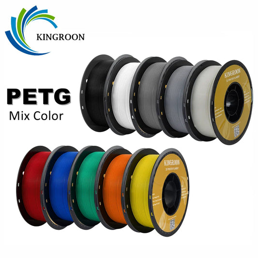 KINGROON PETG 3D Printer Filament 1.75mm – 5KG/10KG Mix Color Rolls for FDM 3D Printing (1kg/roll)
