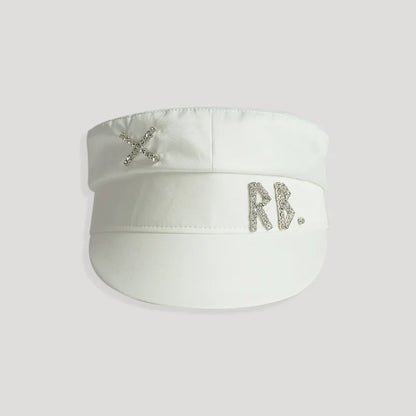 Designer Women’s Winter Newsboy Cap – Diamond Letter Baker Boy Hat with Visor, Stylish Warm Fashion Hat