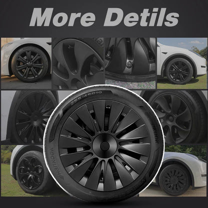 4PCS Tesla Model Y Full Coverage Wheel Covers - 19 Inch Hubcaps for 2019-2024 Vehicles, Blade Design - Automobile Replacement Accessories