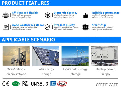 LiFePO4 48V 100Ah/200Ah Lithium Solar Battery Pack – 51.2V 10kW, 6000 Cycles, 16S 200A BMS, Max 32 Parallel for Inverter