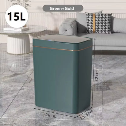 15L Smart Sensor Trash Can – Non-Contact Automatic Bagging Electronic Trash Bin for Smart Home & Bathroom, White