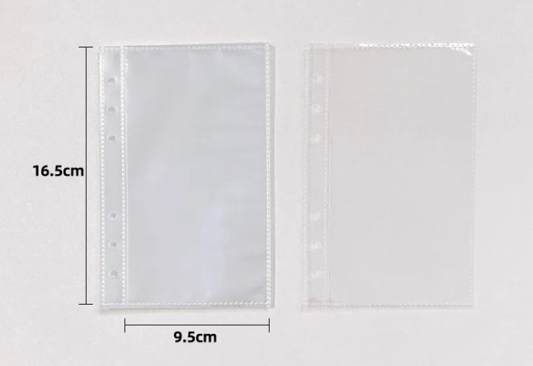 A5/A6/A7 Transparent File Holder Set – 10pcs 6-Hole Loose Leaf PVC Binder for DIY Document Storage