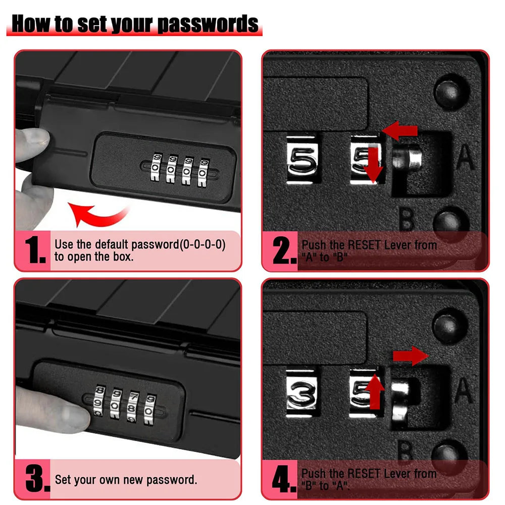 Portable Travel Safe Box – Large Capacity Security Lockbox with Code & Key, Waterproof, Removable Cable Handle