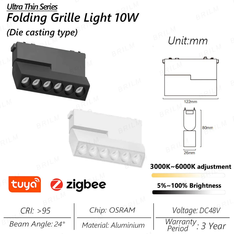 Ultra-Thin 6mm Magnetic Track Light – Dimmable LED Spot Lamp with Smart Tuya Zigbee Gateway