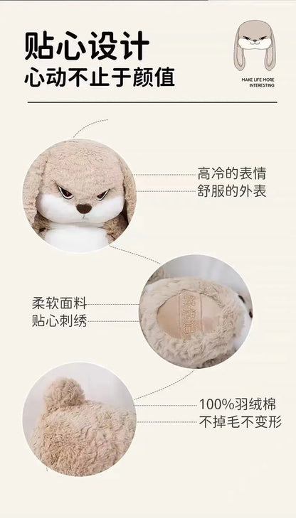 Large Angry Rabbit Plush Toy – Cute Kawaii Stuffed Animal, Soft Doll for Room Decor & Birthday Gift