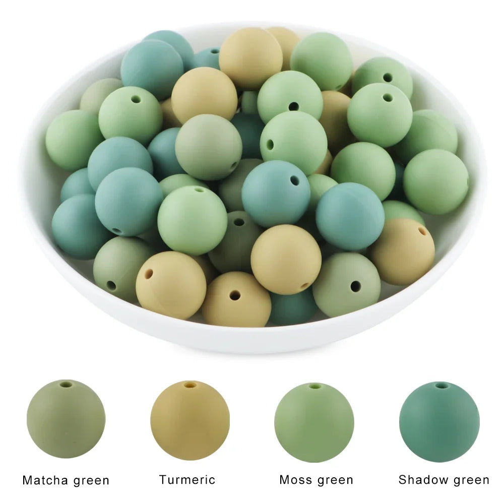 50Pcs Silicone Spacer Beads - 9/12/15mm Round Loose Beads for DIY Necklace Bracelet Jewelry Making