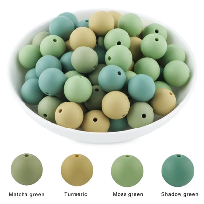 50Pcs Silicone Spacer Beads - 9/12/15mm Round Loose Beads for DIY Necklace Bracelet Jewelry Making