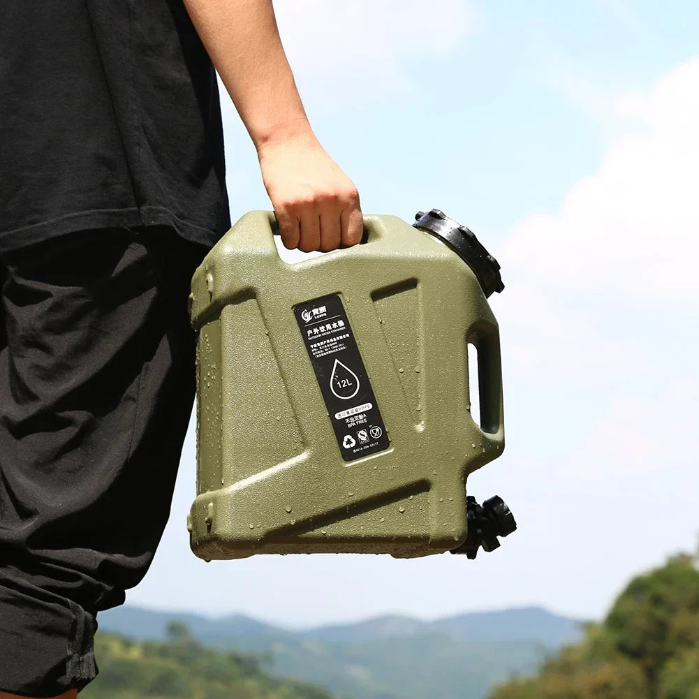 12L Portable Camping Water Container – Large Capacity Outdoor Water Bucket with Detachable Faucet for Picnic & Travel